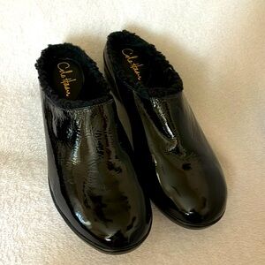 Cole Haan Black Lined  9.5 slide shoes Nike Air soles NWOB